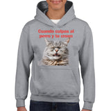 Sudadera con capucha júnior estampado de gato "Risa Culpable" Michilandia | La tienda online de los fans de gatos
