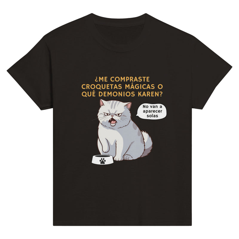 Camiseta Junior Unisex Estampado de Gato "Croquetas Mágicas" Michilandia | La tienda online de los fans de gatos