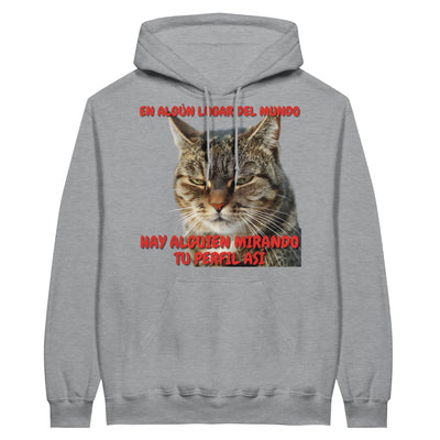 Sudadera con Capucha Unisex Estampado de Gato "Mirada Inquisitiva" Michilandia | La tienda online de los fans de gatos