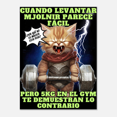 Panel de aluminio impresión de gato "Michi Thor Fitness" Michilandia | La tienda online de los amantes de gatos