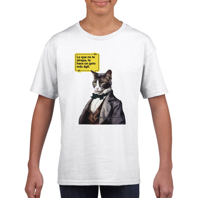 Camiseta júnior unisex estampado de gato 