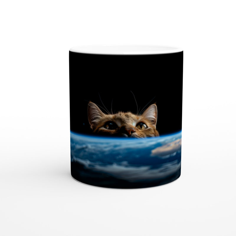 Taza Blanca con Impresión de Gato 