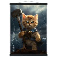 Póster semibrillante de gato con colgador "Mjölnir Felino" Gelato