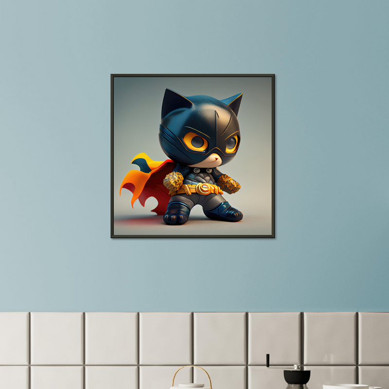 Póster semibrillante de gato con marco metal "Superpurr" Gelato