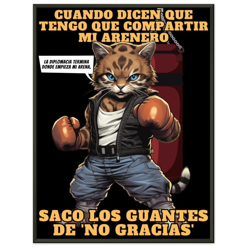 Póster Semibrillante de Gato con Marco Metal 