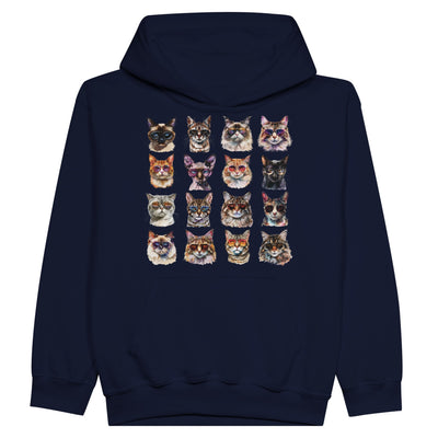 Sudadera con capucha júnior estampado de gato "Cool Cats" Michilandia | La tienda online de los fans de gatos