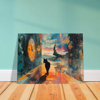 Panel de madera impresión de gato "Fantasía Daliniana" Michilandia | La tienda online de los fans de gatos