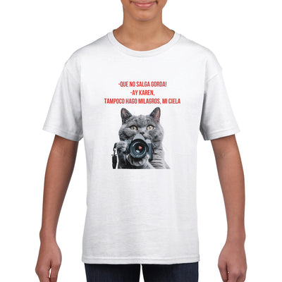 Camiseta Junior Unisex Estampado de Gato 