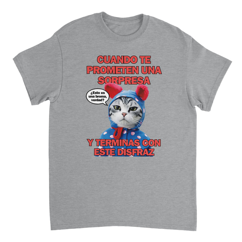 Camiseta Unisex Estampado de Gato "Sorpresa Dudosa" Michilandia | La tienda online de los fans de gatos