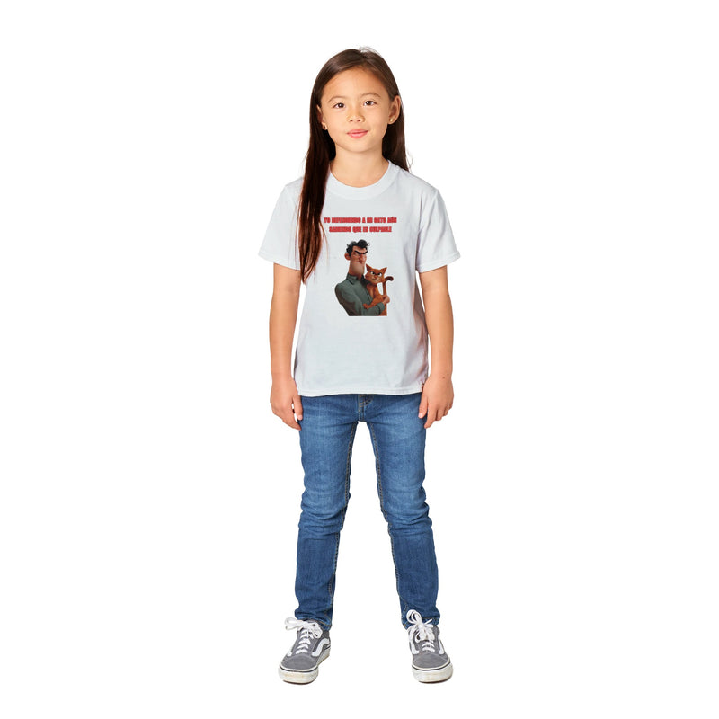 Camiseta Junior Unisex Estampado de Gato "Cómplice Felino" Michilandia