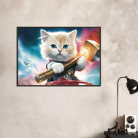 Póster semibrillante de gato con marco metal "Cosmic Kitty Thor" Gelato