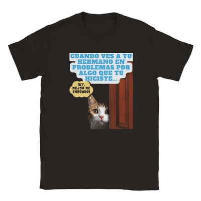 Camiseta júnior unisex estampado de gato "Michi Culpable" Michilandia | La tienda online de los amantes de gatos