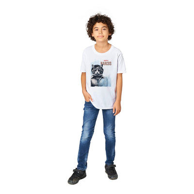 Camiseta Junior Unisex Estampado de Gato "Narcogato" Michilandia | La tienda online de los fans de gatos