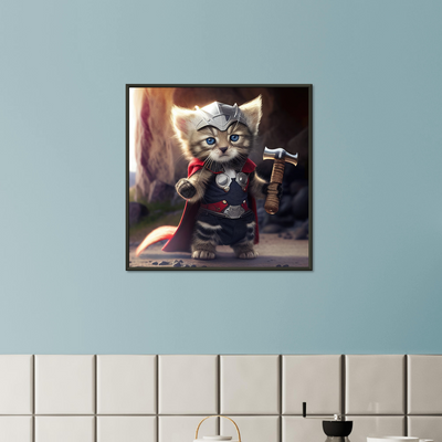 Póster semibrillante de gato con marco metal "Mewlnir" Gelato