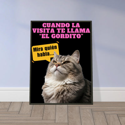 Póster Semibrillante de Gato con Marco Metal 