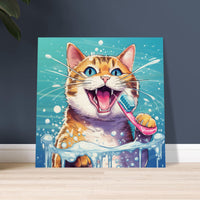 Panel de madera impresión de gato "Cepillo Felino"