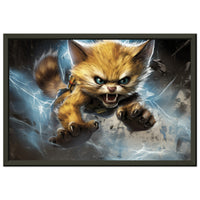 Póster semibrillante de gato con marco metal "Dynamic-Kitty Wolverine" Gelato
