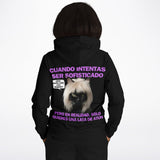 Sudadera deportiva con capucha unisex estampado de gato "Elegancia Gatuna" Subliminator