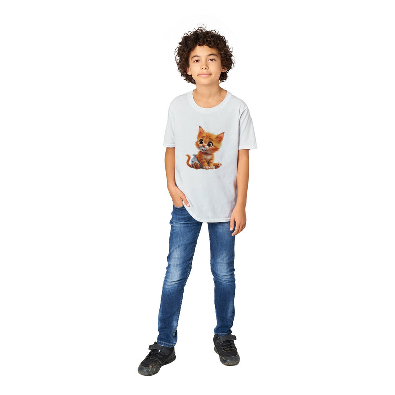 Camiseta Junior Unisex Estampado de Gato "Miau en Pañales" Michilandia