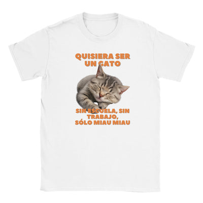 Camiseta Junior Unisex Estampado de Gato 