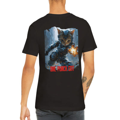 Camiseta Prémium Unisex Impresión Trasera de Gato 