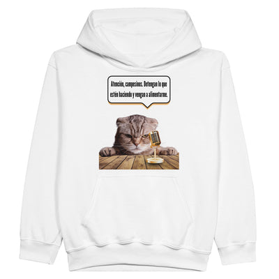 Sudadera con capucha júnior estampado de gato 