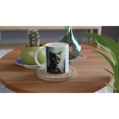 Taza Blanca con Impresión de Gato "Miau del Futuro" Michilandia | La tienda online de los fans de gatos