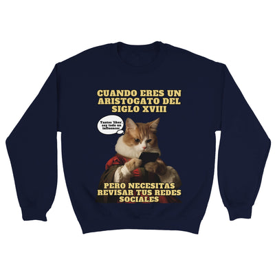 Sudadera Unisex Estampado de Gato "Aristogato Conectado" Michilandia | La tienda online de los fans de gatos