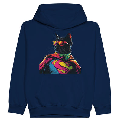 Sudadera con capucha júnior estampado de gato "SuperMiau" Michilandia | La tienda online de los fans de gatos