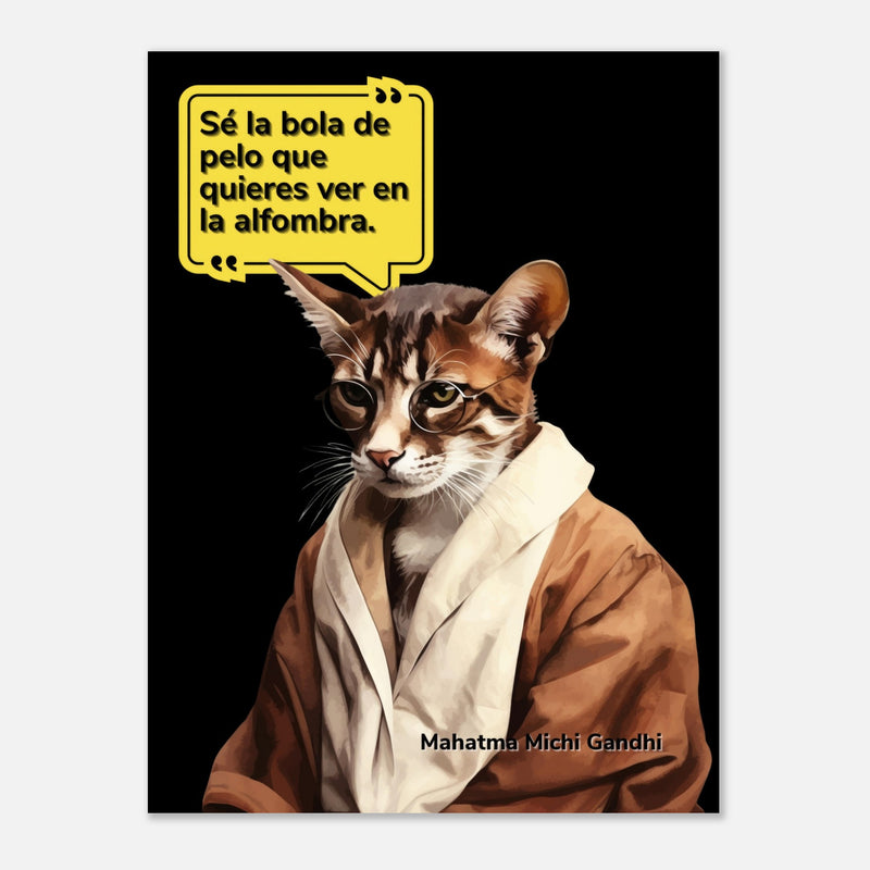 Panel de aluminio impresión de gato "Mahatma Michi Gandhi" Michilandia | La tienda online de los amantes de gatos