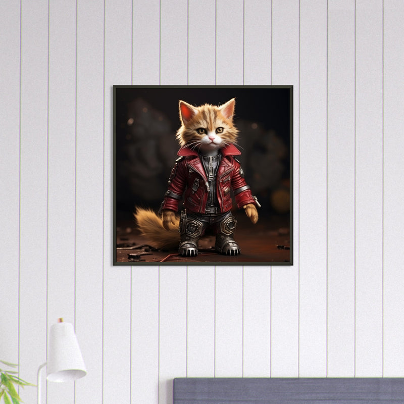 Póster semibrillante de gato con marco metal "Michi Star Lord" Gelato