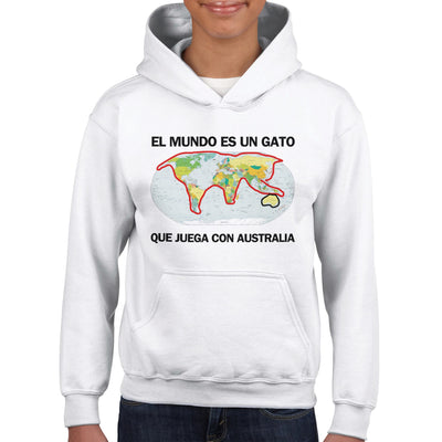 Sudadera con capucha júnior estampado de gato 