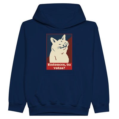 Sudadera con capucha júnior estampado de gato "Miau de Votante" Michilandia