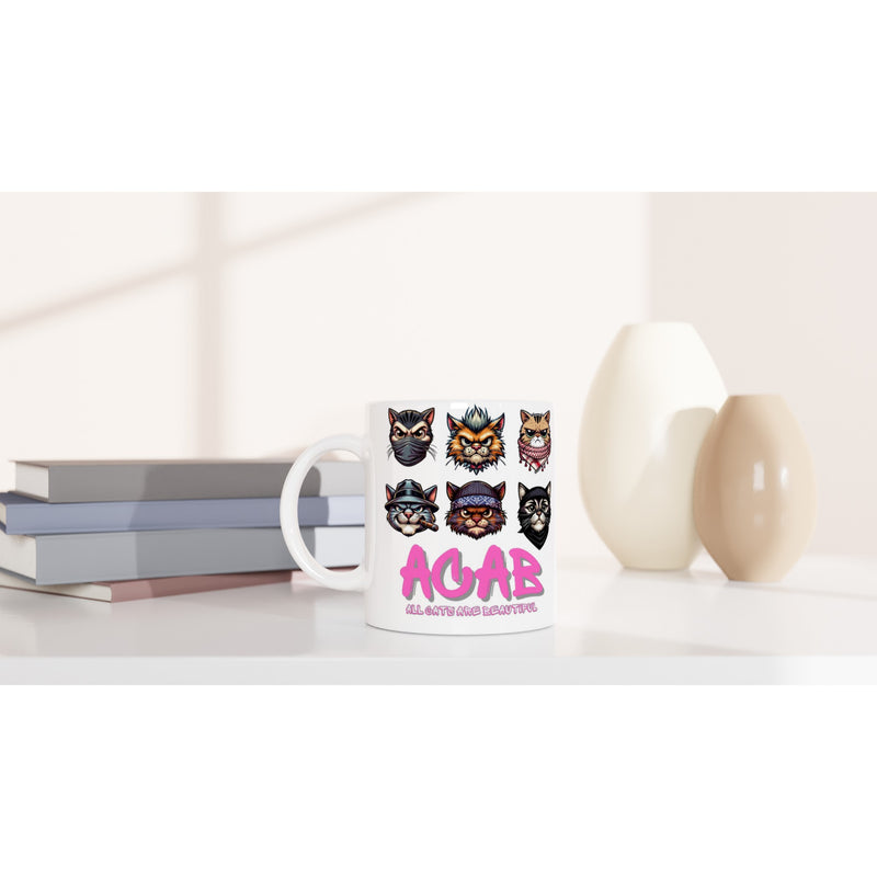 Taza Blanca con Impresión de Gato "Michis Anarquistas" Michilandia | La tienda online de los fans de gatos