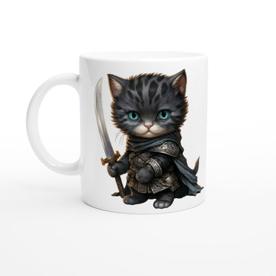 Taza blanca con impresión de gato 