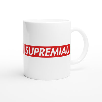 Taza Blanca con Impresión "Supremiau" Michilandia | La tienda online de los fans de gatos