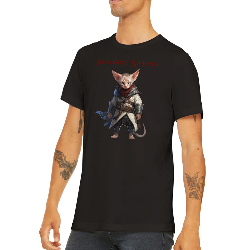 Camiseta unisex estampado de gato "Assassin's Sphynx" Gelato