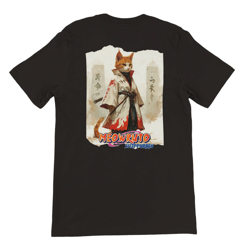 Camiseta Prémium Unisex Impresión Trasera de Gato 