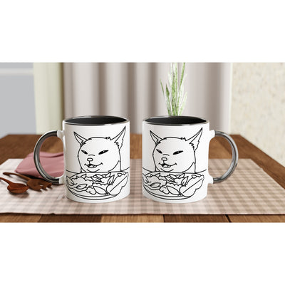 Taza Bicolor con Impresión de Gato 