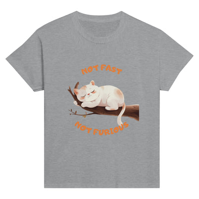 Camiseta Junior Unisex Estampado de Gato "Not Fast Not Furious" Michilandia | La tienda online de los fans de gatos