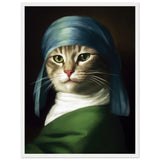 Póster Semibrillante de Gato con Marco de Madera "Retrato Renacentista" Michilandia | La tienda online de los fans de gatos