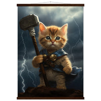 Póster semibrillante de gato con colgador "Mjölnir Felino" Gelato