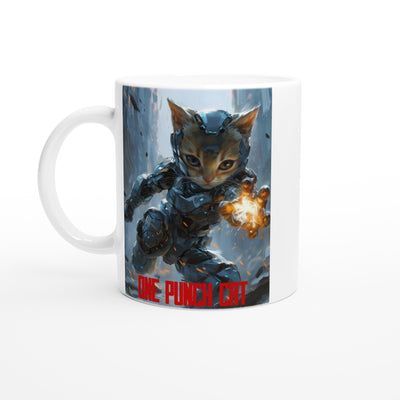 Taza Blanca con Impresión de Gato 