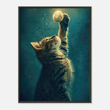 Póster Semibrillante de Gato con Marco Metal "Alcance Lunar" Michilandia | La tienda online de los fans de gatos