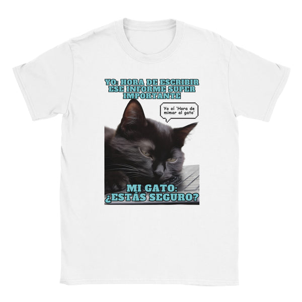 Camiseta unisex estampado de gato "Hora de mimar al gato" Michilandia | La tienda online de los amantes de gatos