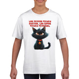 Camiseta Junior Unisex Estampado de Gato "Personal Felino" Michilandia | La tienda online de los fans de gatos