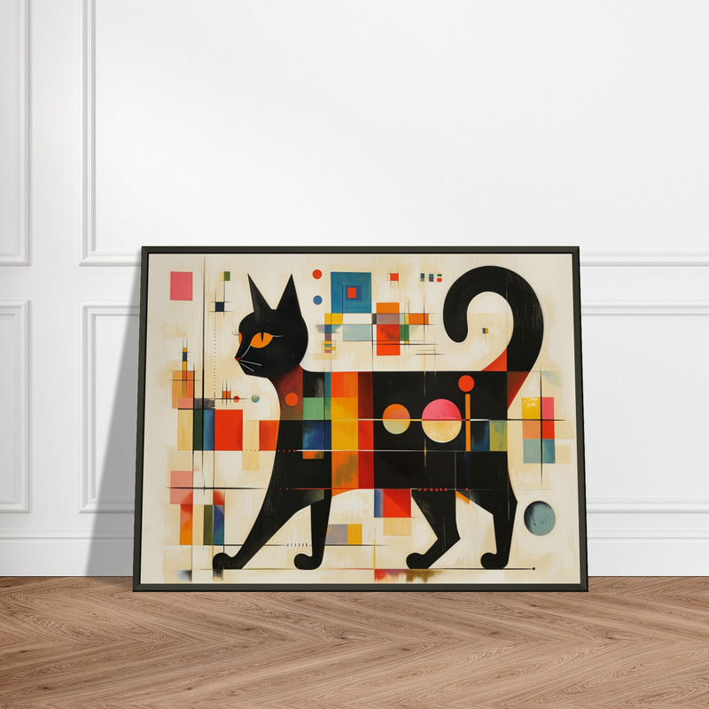 Póster Semibrillante de Gato con Marco Metal "Geometría Felina" Michilandia | La tienda online de los fans de gatos