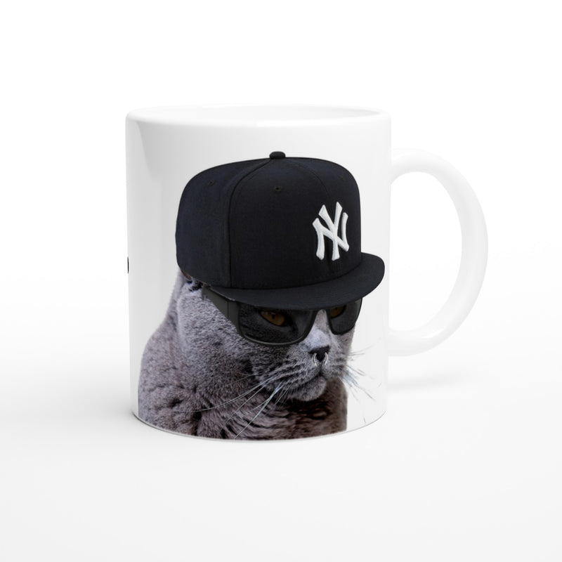 Taza Blanca con Impresión de Gato "El Swag" Michilandia | La tienda online de los fans de gatos