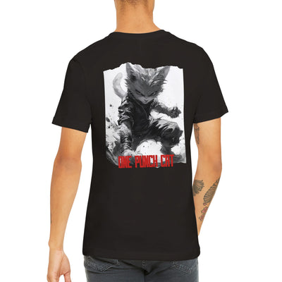 Camiseta Prémium Unisex Impresión Trasera de Gato 