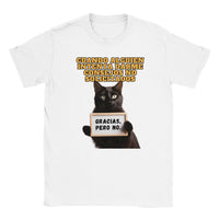 Camiseta unisex estampado de gato "No Gracias" Michilandia | La tienda online de los fans de gatos